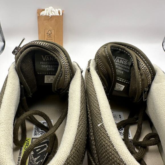 Vans Mens 10.5 Half Cab Skateboard Shoes Olive Green Roughly Linen - Picture 8 of 8